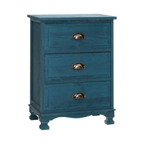 darrahopens Furniture > Bedroom Artiss Bedside Tables Drawers Side Table Cabinet Vintage Blue Storage Nightstand
