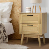 Darrahopens Furniture > Bedroom Artiss Bedside Tables Rattan 2 Drawers Side Table Nightstand Storage Cabinet