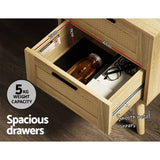 Darrahopens Furniture > Bedroom Artiss Bedside Tables Rattan 2 Drawers Side Table Nightstand Storage Cabinet