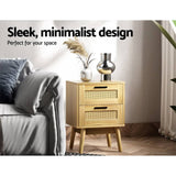 Darrahopens Furniture > Bedroom Artiss Bedside Tables Rattan 2 Drawers Side Table Nightstand Storage Cabinet