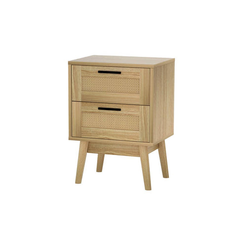 Darrahopens Furniture > Bedroom Artiss Bedside Tables Rattan 2 Drawers Side Table Nightstand Storage Cabinet