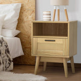 Darrahopens Furniture > Bedroom Artiss Bedside Tables Rattan Drawers Side Table Nightstand Storage Cabinet Wood