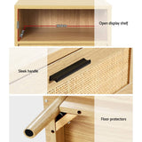 Darrahopens Furniture > Bedroom Artiss Bedside Tables Rattan Drawers Side Table Nightstand Storage Cabinet Wood