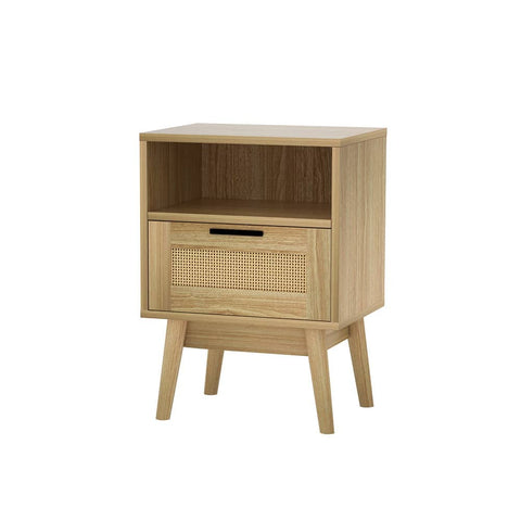Darrahopens Furniture > Bedroom Artiss Bedside Tables Rattan Drawers Side Table Nightstand Storage Cabinet Wood