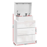 darrahopens Furniture > Bedroom Artiss Bedside Tables Side Table 3 Drawers RGB LED High Gloss Nightstand White