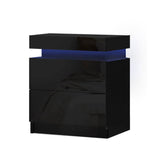 darrahopens Furniture > Bedroom Artiss Bedside Tables Side Table Drawers RGB LED High Gloss Nightstand Black