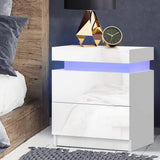 darrahopens Furniture > Bedroom Artiss Bedside Tables Side Table Drawers RGB LED High Gloss Nightstand White