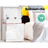 darrahopens Furniture > Bedroom Artiss Bedside Tables Side Table Drawers RGB LED High Gloss Nightstand White