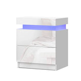 darrahopens Furniture > Bedroom Artiss Bedside Tables Side Table Drawers RGB LED High Gloss Nightstand White