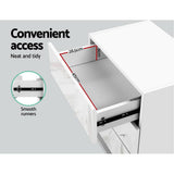 darrahopens Furniture > Bedroom Artiss Bedside Tables Side Table RGB LED Lamp 3 Drawers Nightstand Gloss White