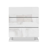 darrahopens Furniture > Bedroom Artiss Bedside Tables Side Table RGB LED Lamp 3 Drawers Nightstand Gloss White
