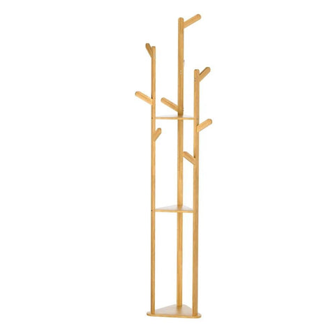 Darrahopens Furniture > Bedroom Artiss Clothes Rack Coat Stand 165cm 9 Hooks Tree Shelf Bamboo