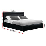 darrahopens Furniture > Bedroom Artiss Cole LED Bed Frame PU Leather Gas Lift Storage - Black Double