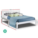 darrahopens Furniture > Bedroom Artiss Double Full Size Wooden Bed Frame SOFIE Pine Timber Mattress Base Bedroom