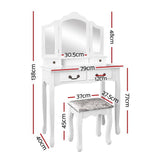 darrahopens Furniture > Bedroom Artiss Dressing Table with Mirror - White