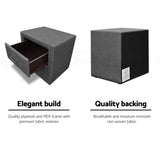 darrahopens Furniture > Bedroom Artiss Fabric Bedside Table - Grey