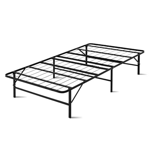 darrahopens Furniture > Bedroom Artiss Folding Bed Frame Metal Bed Base King Single Size Portable Black