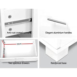darrahopens Furniture > Bedroom Artiss High Gloss Two Drawers Bedside Table - White