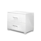 darrahopens Furniture > Bedroom Artiss High Gloss Two Drawers Bedside Table - White