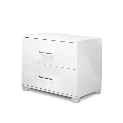 darrahopens Furniture > Bedroom Artiss High Gloss Two Drawers Bedside Table - White