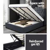 darrahopens Furniture > Bedroom Artiss Issa Bed Frame Fabric Gas Lift Storage - Charcoal King