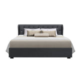 darrahopens Furniture > Bedroom Artiss Issa Bed Frame Fabric Gas Lift Storage - Charcoal King