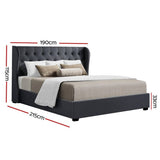 darrahopens Furniture > Bedroom Artiss Issa Bed Frame Fabric Gas Lift Storage - Charcoal King