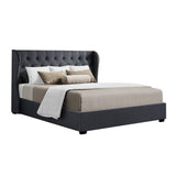 darrahopens Furniture > Bedroom Artiss Issa Bed Frame Fabric Gas Lift Storage - Charcoal King