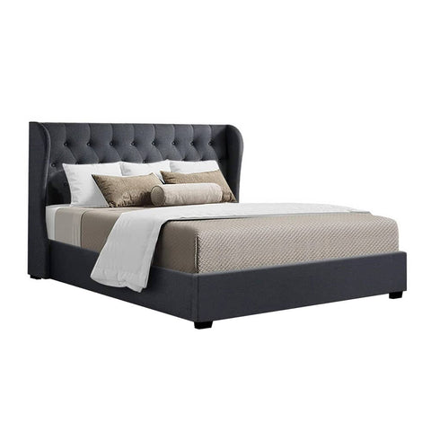 darrahopens Furniture > Bedroom Artiss Issa Bed Frame Fabric Gas Lift Storage - Charcoal King