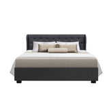 darrahopens Furniture > Bedroom Artiss Issa Bed Frame Fabric Gas Lift Storage - Charcoal Queen