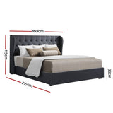darrahopens Furniture > Bedroom Artiss Issa Bed Frame Fabric Gas Lift Storage - Charcoal Queen