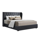 darrahopens Furniture > Bedroom Artiss Issa Bed Frame Fabric Gas Lift Storage - Charcoal Queen