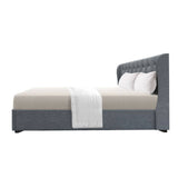 darrahopens Furniture > Bedroom Artiss Issa Bed Frame Fabric Gas Lift Storage - Grey King