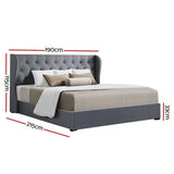darrahopens Furniture > Bedroom Artiss Issa Bed Frame Fabric Gas Lift Storage - Grey King