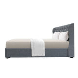 darrahopens Furniture > Bedroom Artiss Issa Bed Frame Fabric Gas Lift Storage - Grey Queen