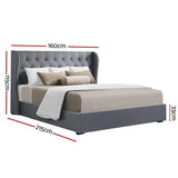 darrahopens Furniture > Bedroom Artiss Issa Bed Frame Fabric Gas Lift Storage - Grey Queen