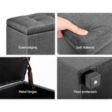 darrahopens Furniture > Bedroom Artiss Large Fabric Storage Ottoman - Grey