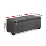 darrahopens Furniture > Bedroom Artiss Large Fabric Storage Ottoman - Grey