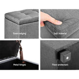 darrahopens Furniture > Bedroom Artiss Large Fabric Storage Ottoman - Light Grey