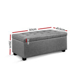 darrahopens Furniture > Bedroom Artiss Large Fabric Storage Ottoman - Light Grey