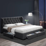 darrahopens Furniture > Bedroom Artiss Mila Bed Frame Storage Drawers Fabric - Charcoal King