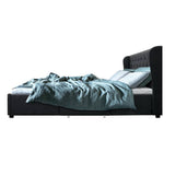 darrahopens Furniture > Bedroom Artiss Mila Bed Frame Storage Drawers Fabric - Charcoal King