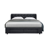 darrahopens Furniture > Bedroom Artiss Mila Bed Frame Storage Drawers Fabric - Charcoal Queen