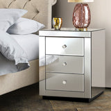 darrahopens Furniture > Bedroom Artiss Mirrored Bedside Table Drawers Furniture Mirror Glass Presia Silver