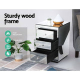 darrahopens Furniture > Bedroom Artiss Mirrored Bedside Table Drawers Furniture Mirror Glass Presia Silver