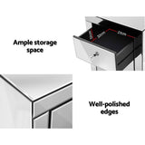 darrahopens Furniture > Bedroom Artiss Mirrored Bedside Table Drawers Furniture Mirror Glass Presia Silver