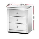 darrahopens Furniture > Bedroom Artiss Mirrored Bedside Table Drawers Furniture Mirror Glass Presia Silver
