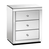darrahopens Furniture > Bedroom Artiss Mirrored Bedside Table Drawers Furniture Mirror Glass Presia Silver