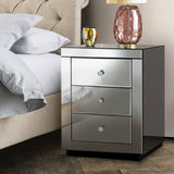 darrahopens Furniture > Bedroom Artiss Mirrored Bedside table Drawers Furniture Mirror Glass Presia Smoky Grey
