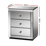 darrahopens Furniture > Bedroom Artiss Mirrored Bedside table Drawers Furniture Mirror Glass Presia Smoky Grey